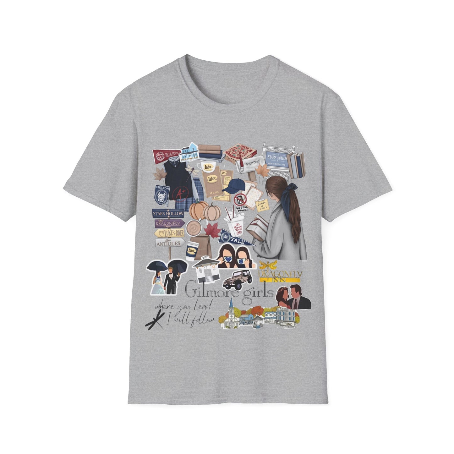 Gilmore Girls themed tshirt for women; Mother Daughter shirt; TV apparel; Fan club apparel; Dragonfly inn; Lukes Diner; Chilton; Yale