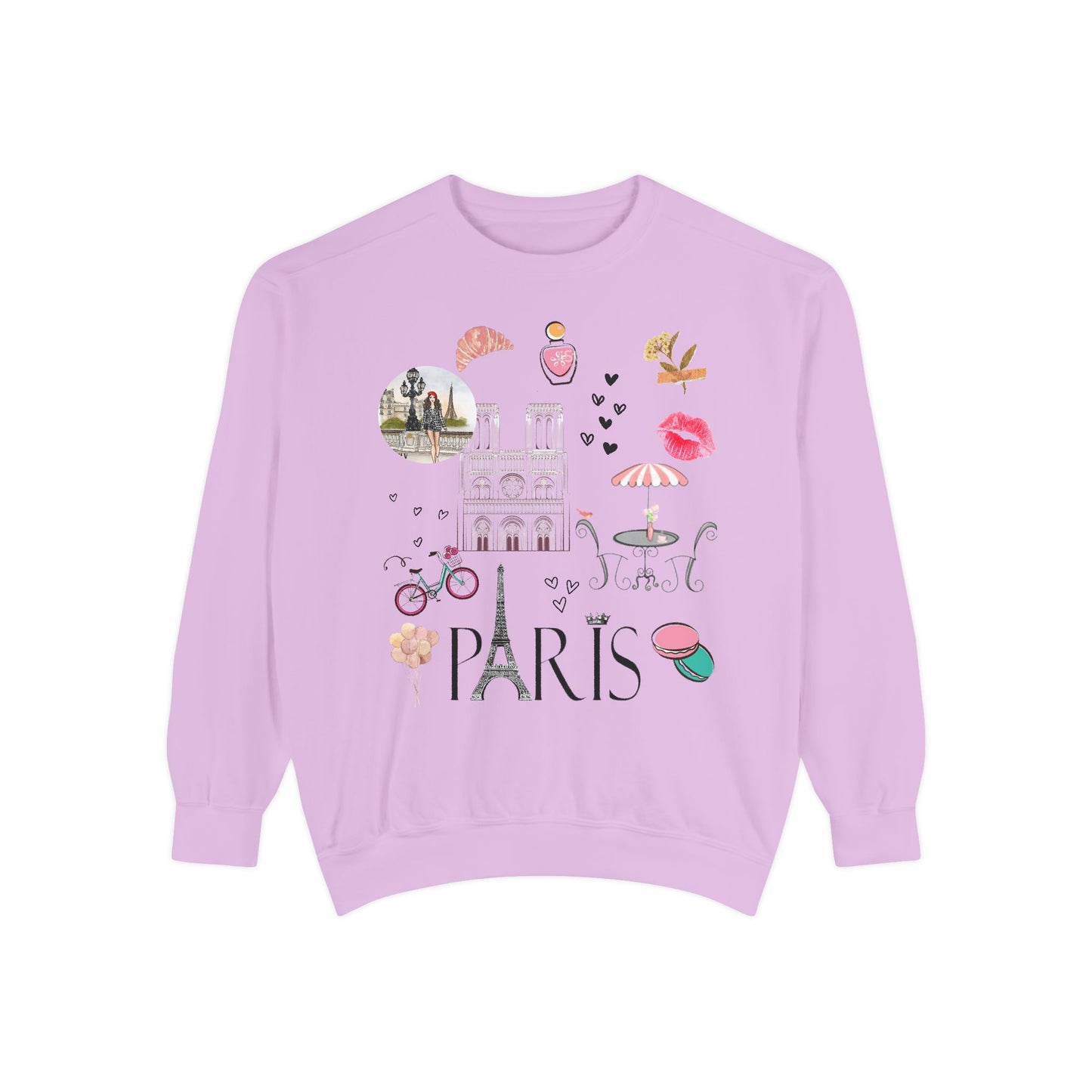 Paris Theme Women's Crewneck Comfort Color Sweatshirt - Women's Paris Sweatshirt - Emily in Paris Crewneck - Eiffel Tower Long Sleeve