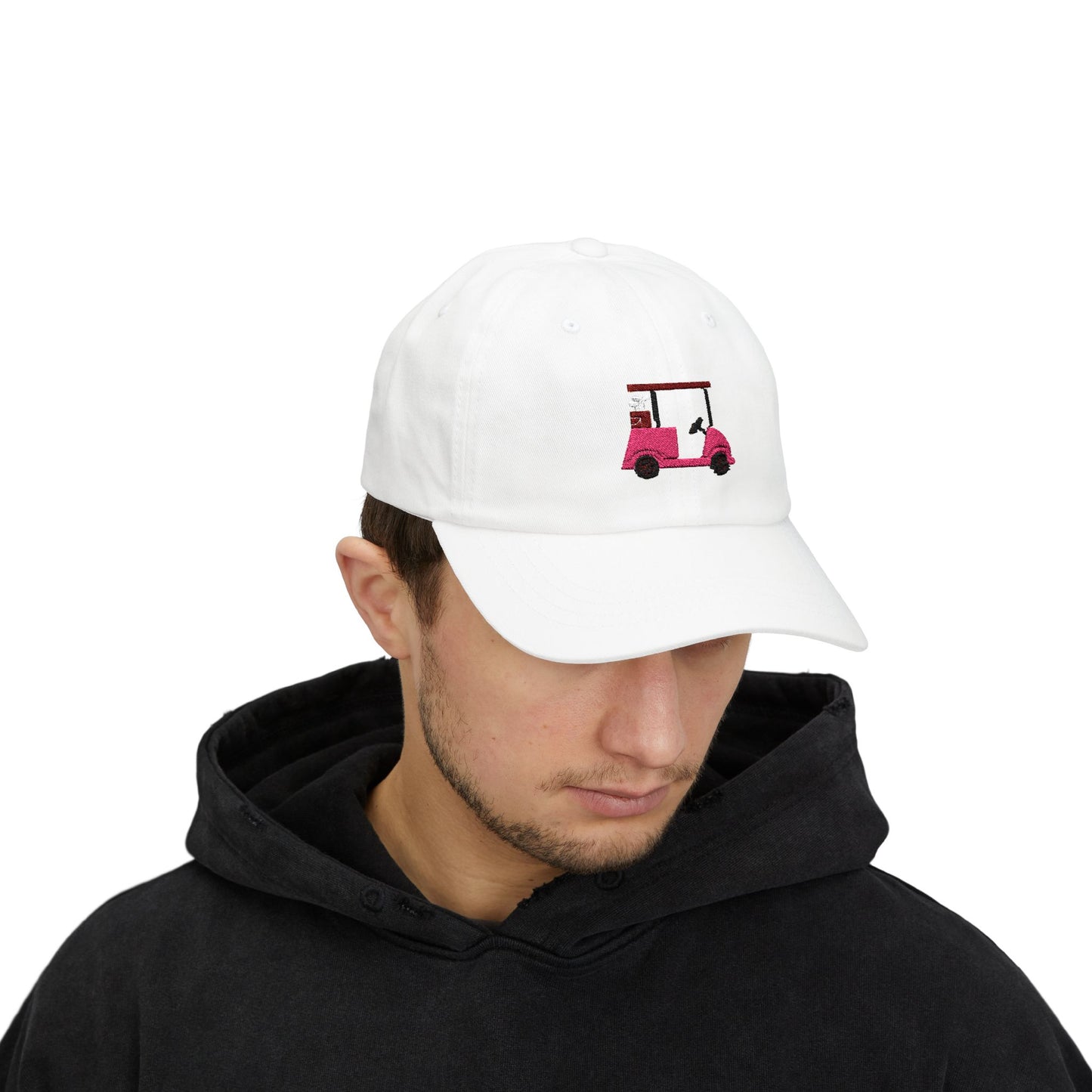 Embroidered Classic Dad Cap, Pink and Maroon Golf Cart Hat, Baseball Cap, Men Women Adjustable Cap, Golf Lover Gift, Cute Vintage Hat