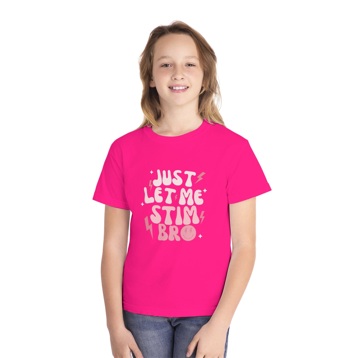 Just Let Me Stim - Autism Acceptance T-shirt - Smiley Face Shirt for Boys or Girls