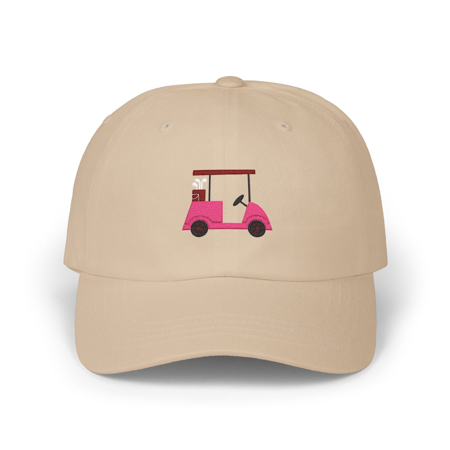 Embroidered Classic Dad Cap, Pink and Maroon Golf Cart Hat, Baseball Cap, Men Women Adjustable Cap, Golf Lover Gift, Cute Vintage Hat
