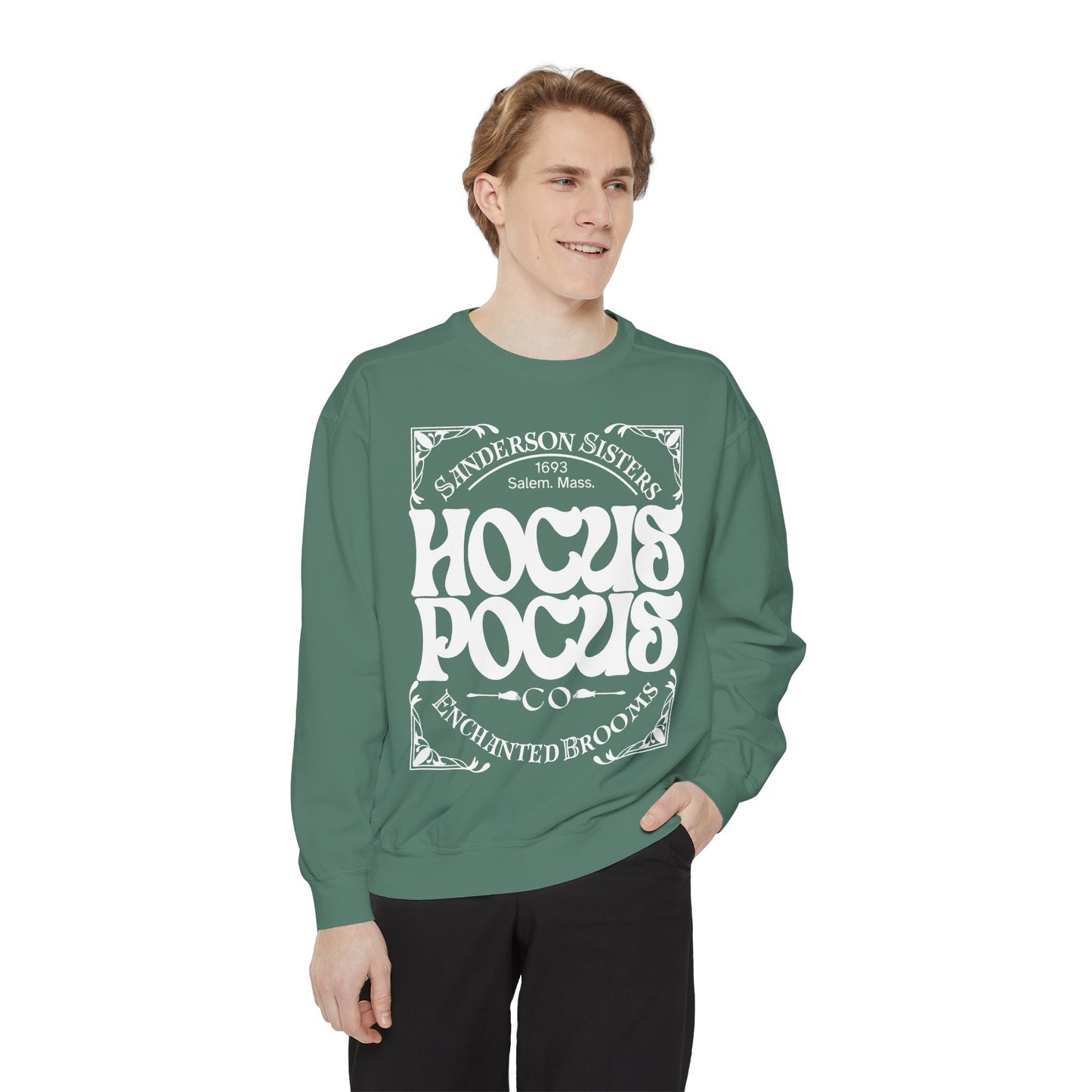 Hocus Pocus Theme Comfort Color Crewneck Sweatshirt - Halloween Sweatshirt - Enchanted Brooms Co - Sanderson Sisters Sweatshirt