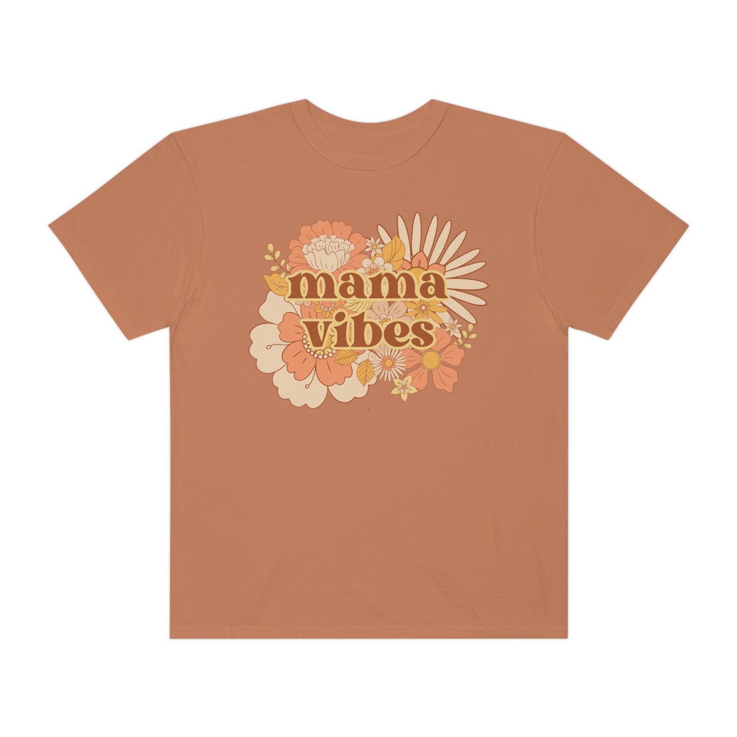 Comfort Colors Garment-Dyed T-shirt, Retro Floral Mama Vibes Shirt, Mama Tshirt, Mom shirt