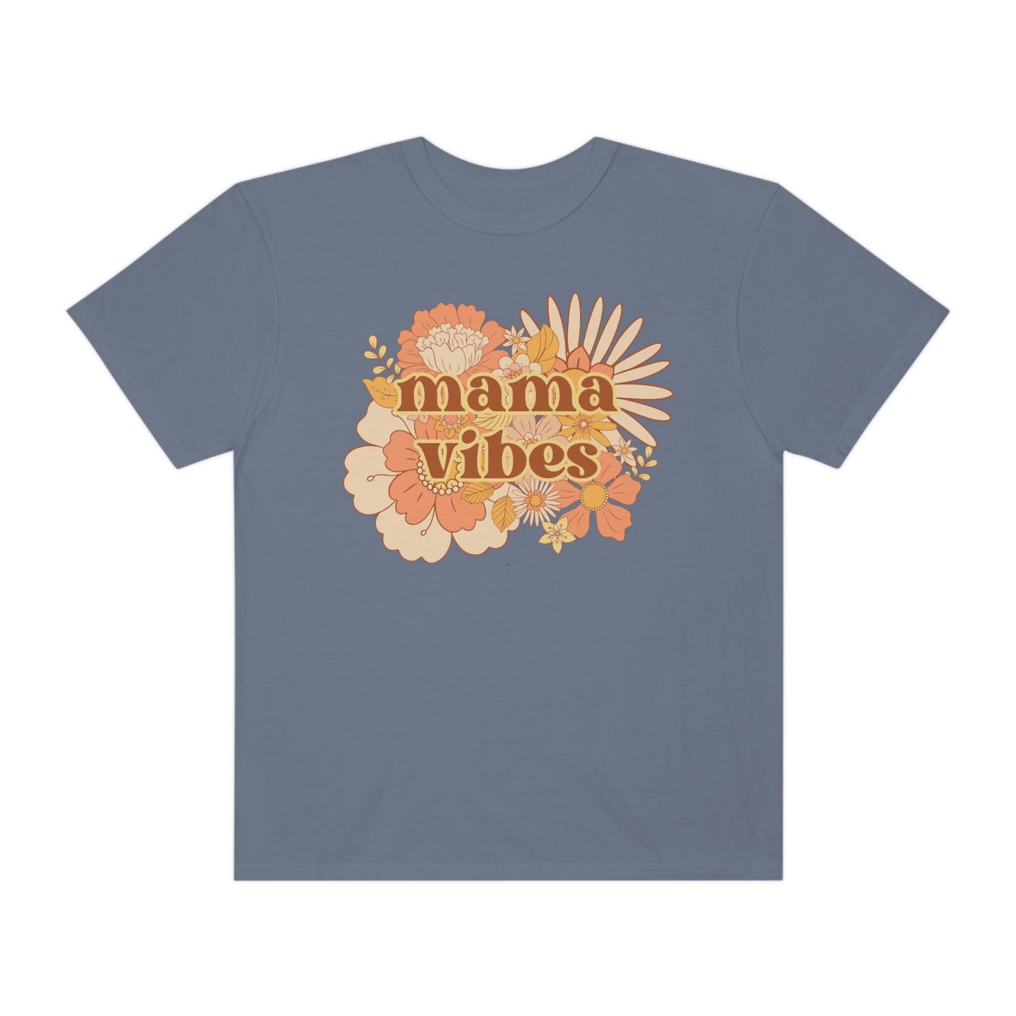 Comfort Colors Garment-Dyed T-shirt, Retro Floral Mama Vibes Shirt, Mama Tshirt, Mom shirt