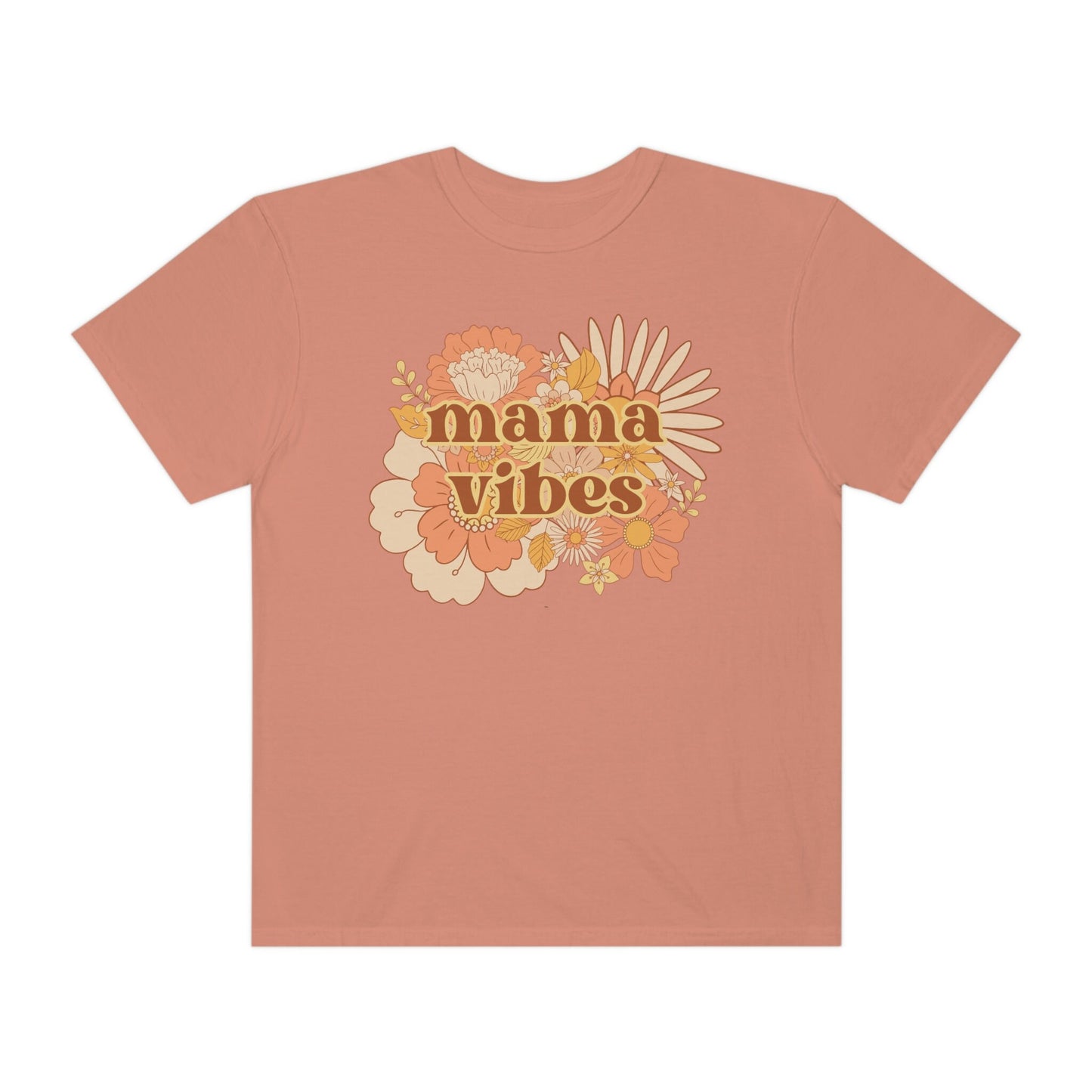 Comfort Colors Garment-Dyed T-shirt, Retro Floral Mama Vibes Shirt, Mama Tshirt, Mom shirt