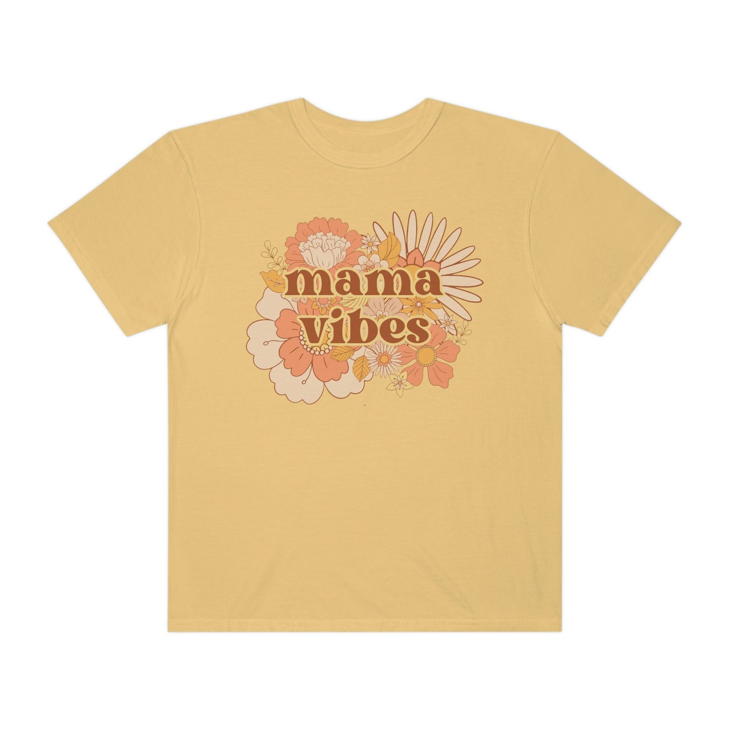 Comfort Colors Garment-Dyed T-shirt, Retro Floral Mama Vibes Shirt, Mama Tshirt, Mom shirt