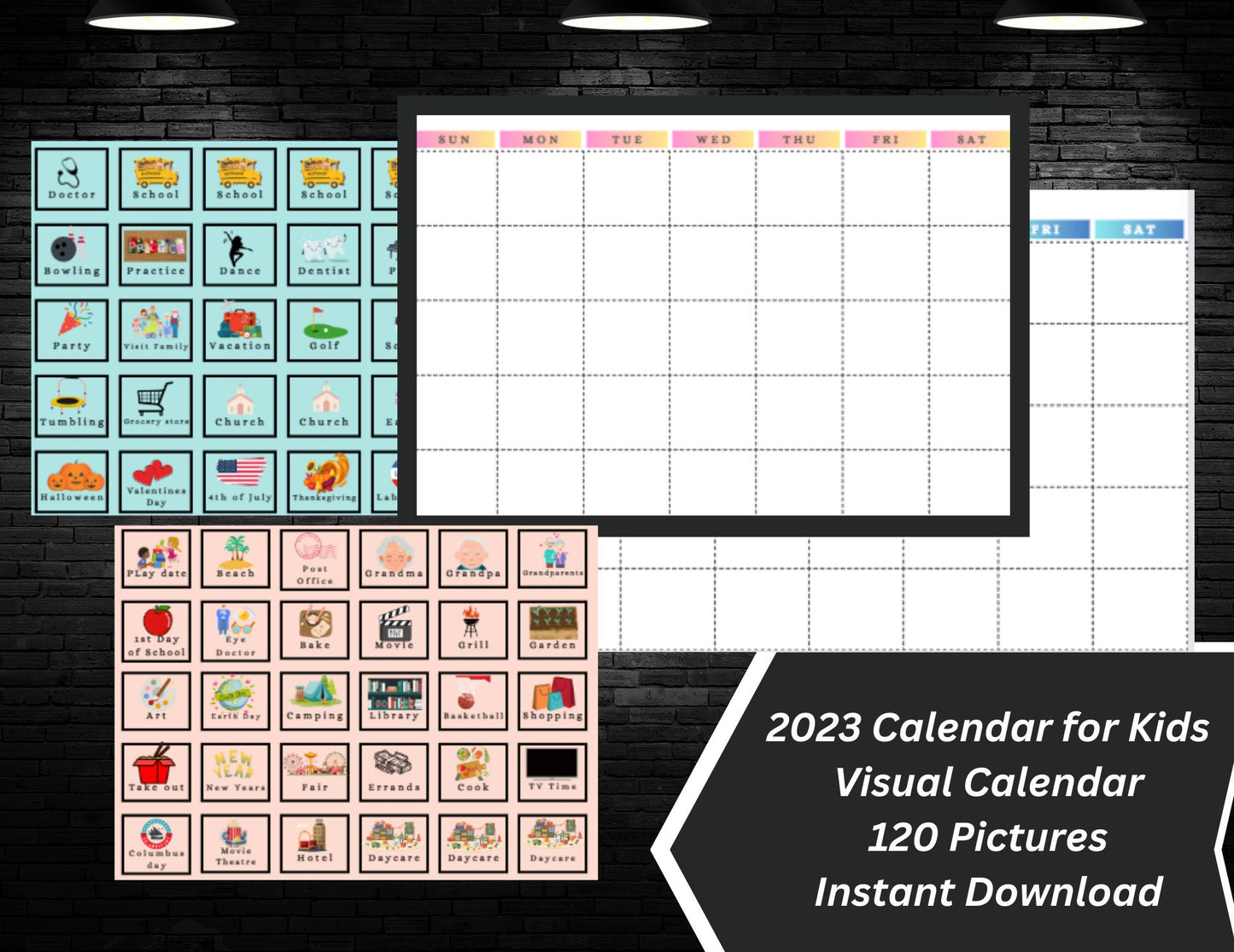2023 Calendar, Calendar template, Instant Download, 2023 Planner, Autism, Calendar, Visual Calendar, Kids Calendar, Editable Calendar