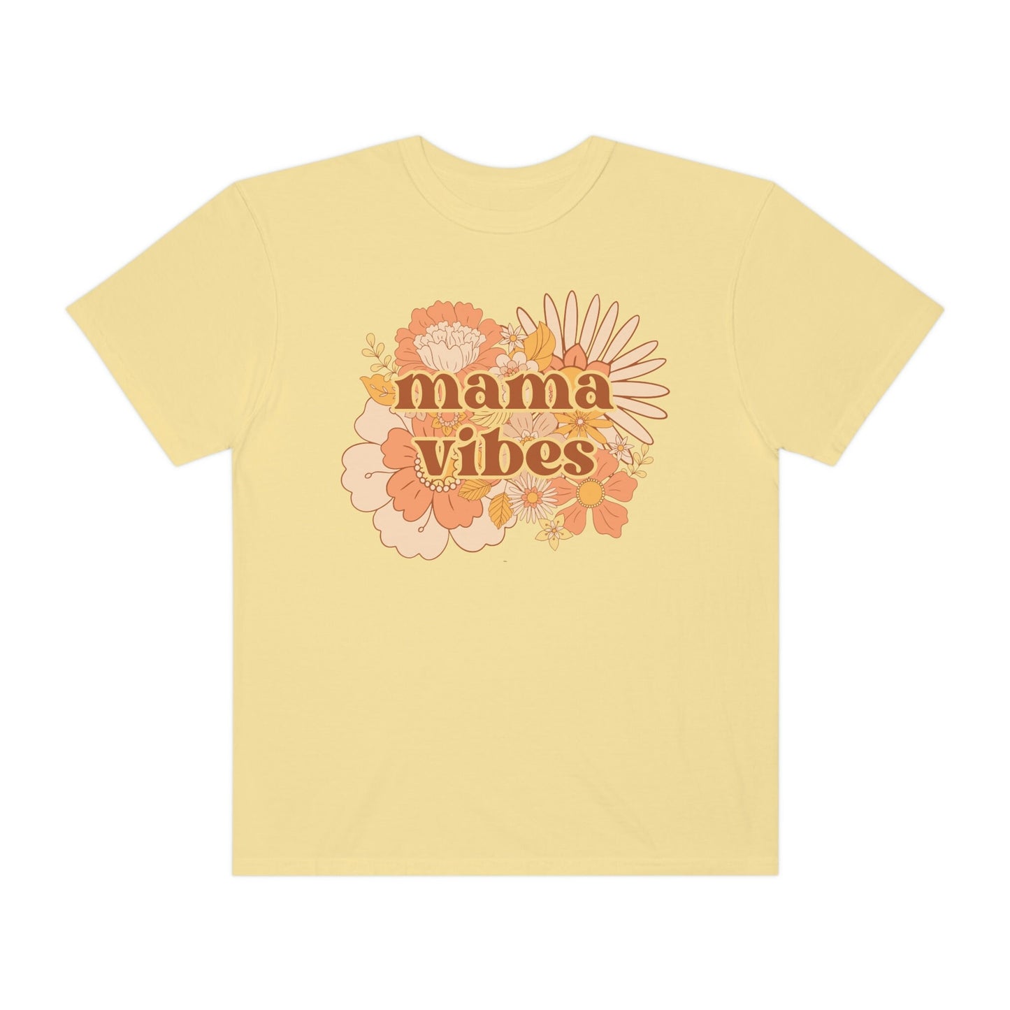 Comfort Colors Garment-Dyed T-shirt, Retro Floral Mama Vibes Shirt, Mama Tshirt, Mom shirt