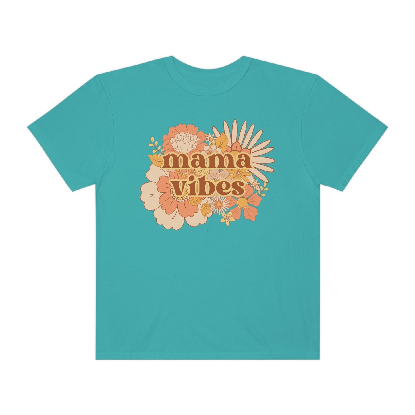Comfort Colors Garment-Dyed T-shirt, Retro Floral Mama Vibes Shirt, Mama Tshirt, Mom shirt