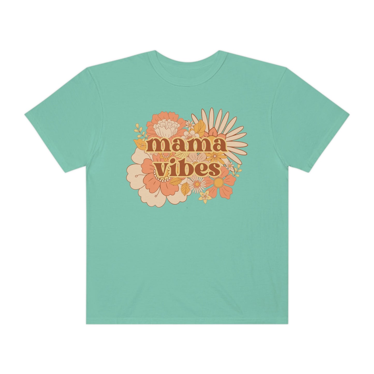 Comfort Colors Garment-Dyed T-shirt, Retro Floral Mama Vibes Shirt, Mama Tshirt, Mom shirt