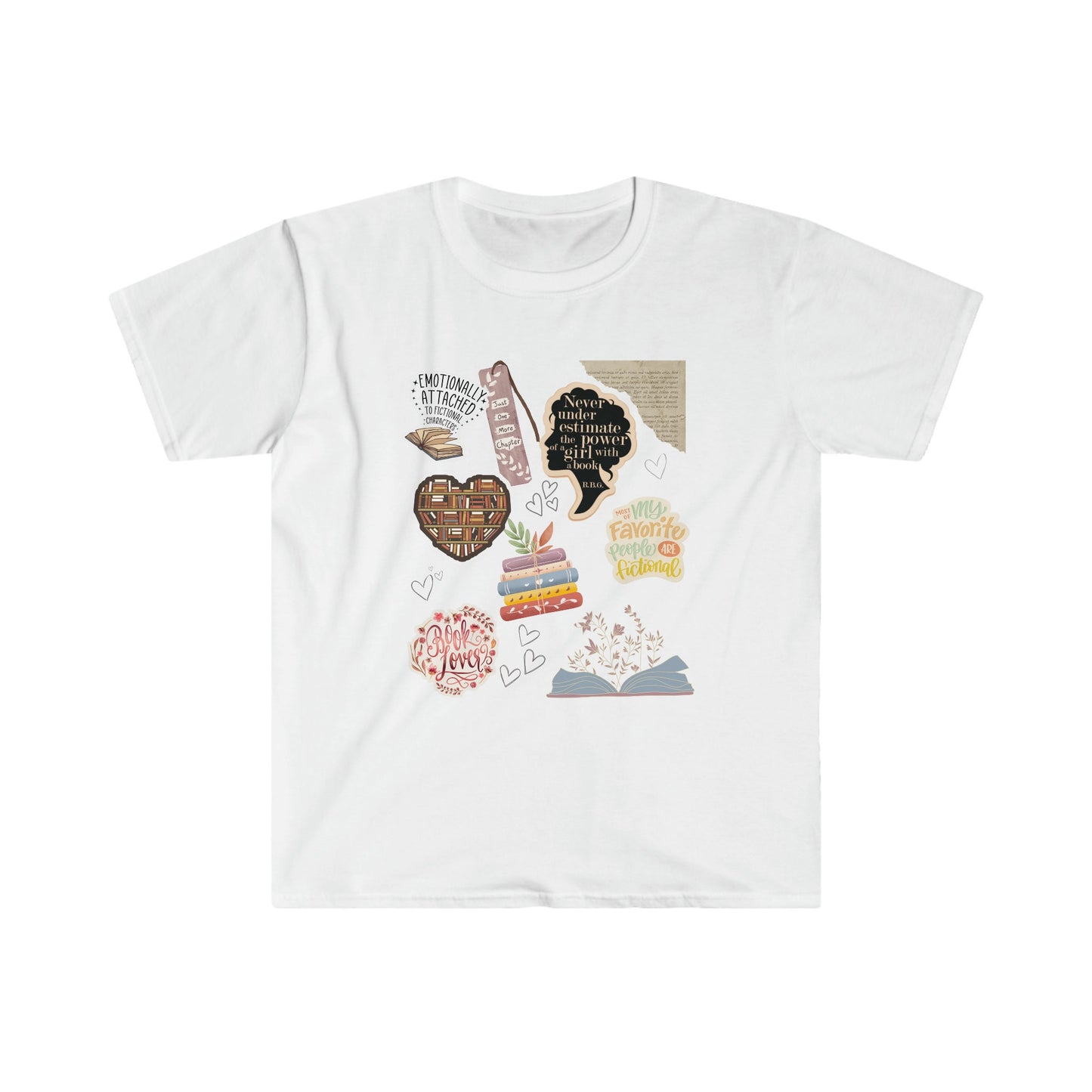 Book Lovers TShirt for Women; Smart Women Read; Readaholic; Fictional Novels; Characters; Floral