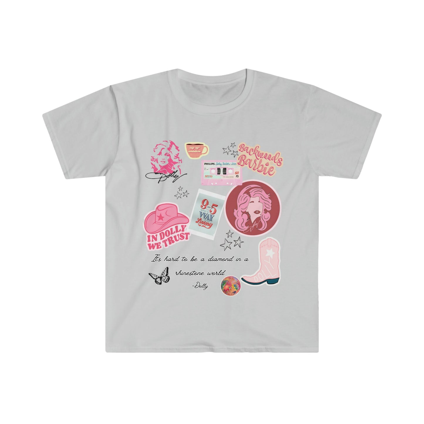 Sparkling Rhinestones; Women's Dolly Parton Inspired T-Shirt, Nine to Five, Cup of Ambition, Backwoods Barbie; Stylish Dolly Shirt for Women