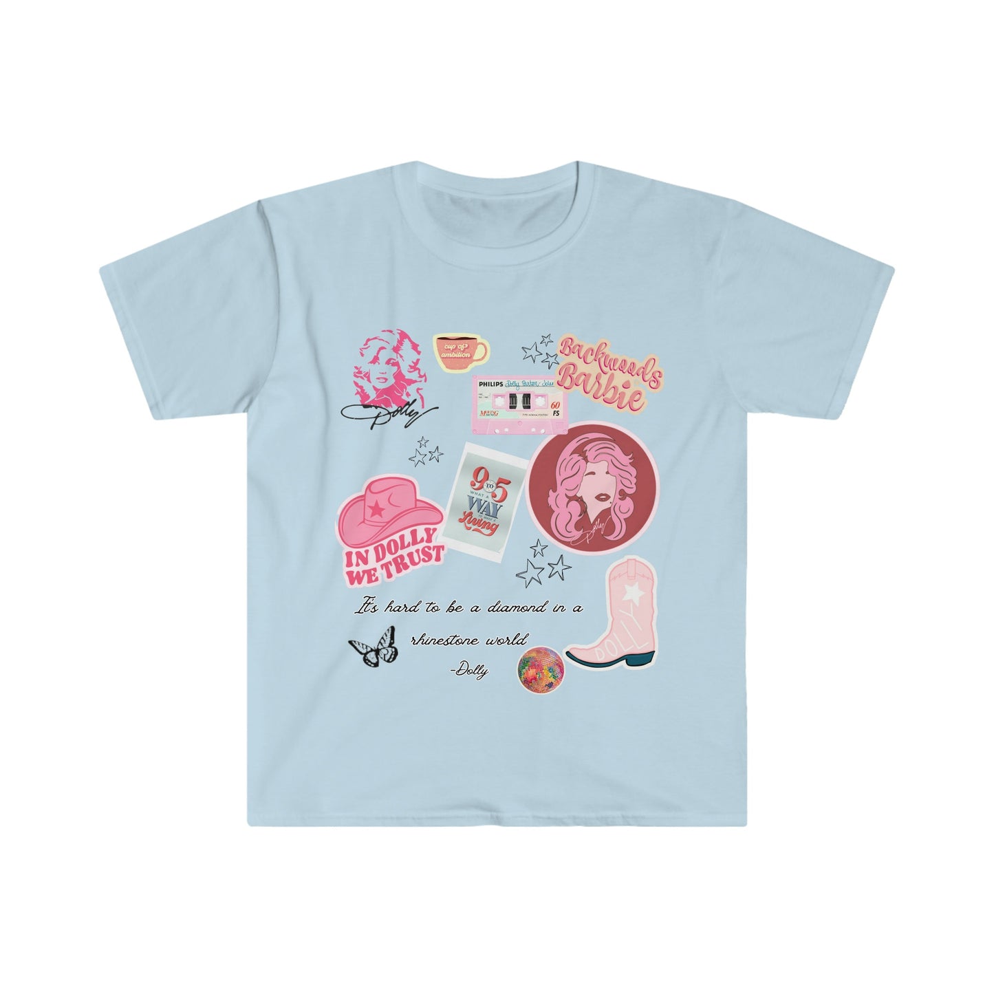 Sparkling Rhinestones; Women's Dolly Parton Inspired T-Shirt, Nine to Five, Cup of Ambition, Backwoods Barbie; Stylish Dolly Shirt for Women