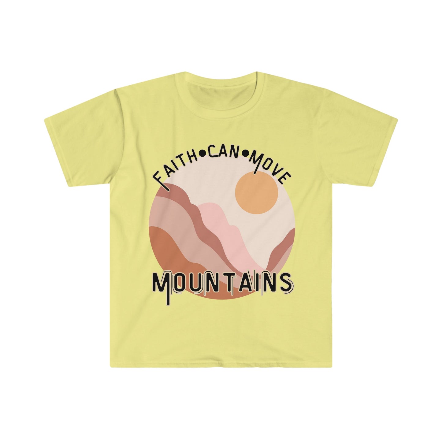 Faith Can Move Mountains - Christian T-Shirt for Women - Inspirational Bible Verse Tee - Faithfully Divine Collection