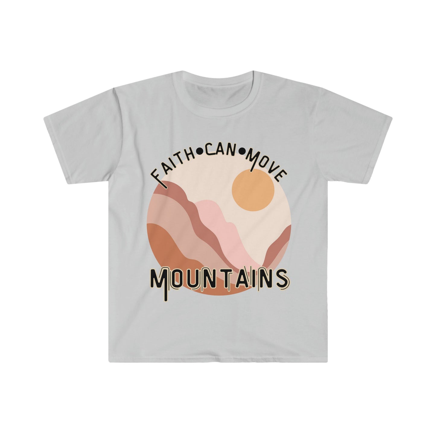 Faith Can Move Mountains - Christian T-Shirt for Women - Inspirational Bible Verse Tee - Faithfully Divine Collection