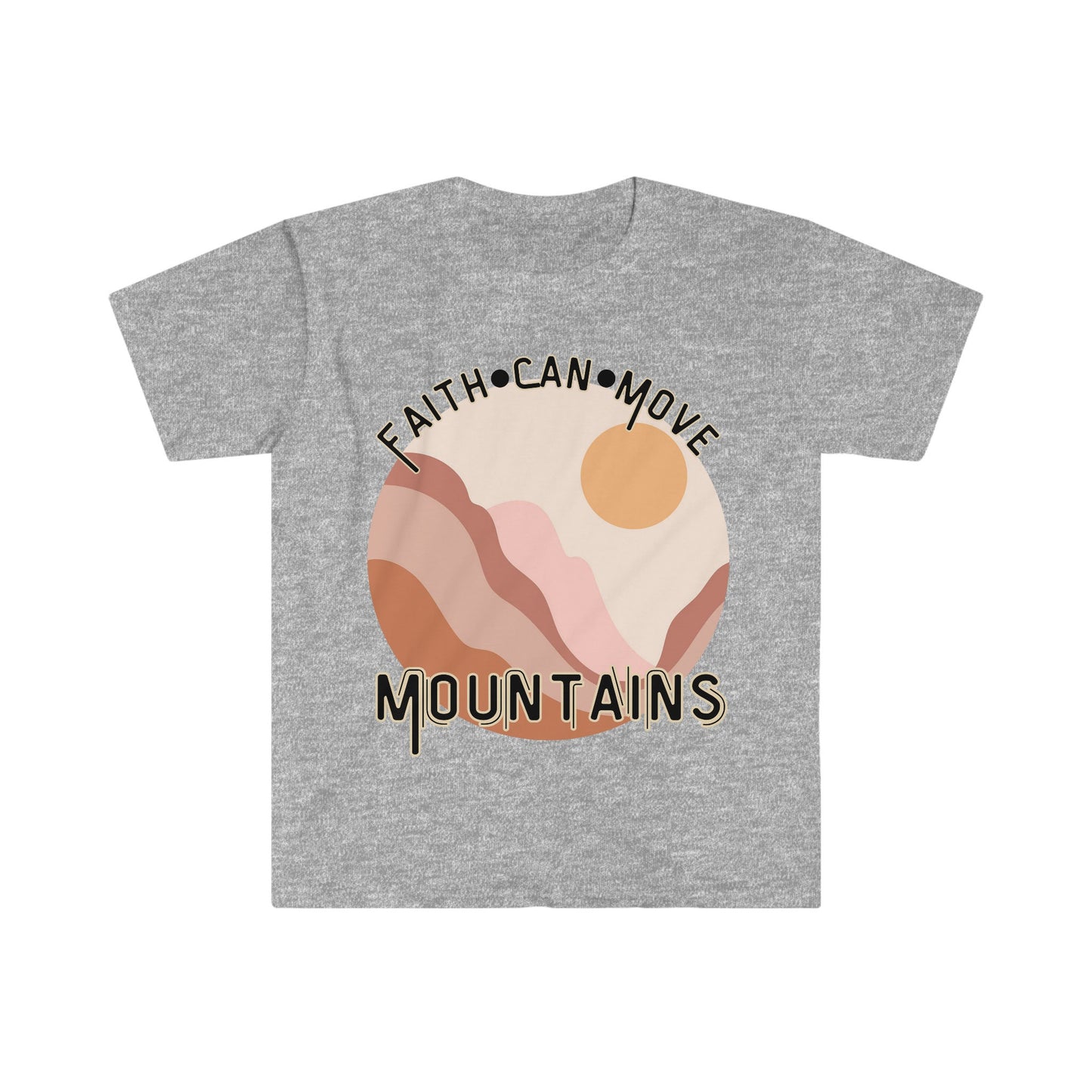 Faith Can Move Mountains - Christian T-Shirt for Women - Inspirational Bible Verse Tee - Faithfully Divine Collection