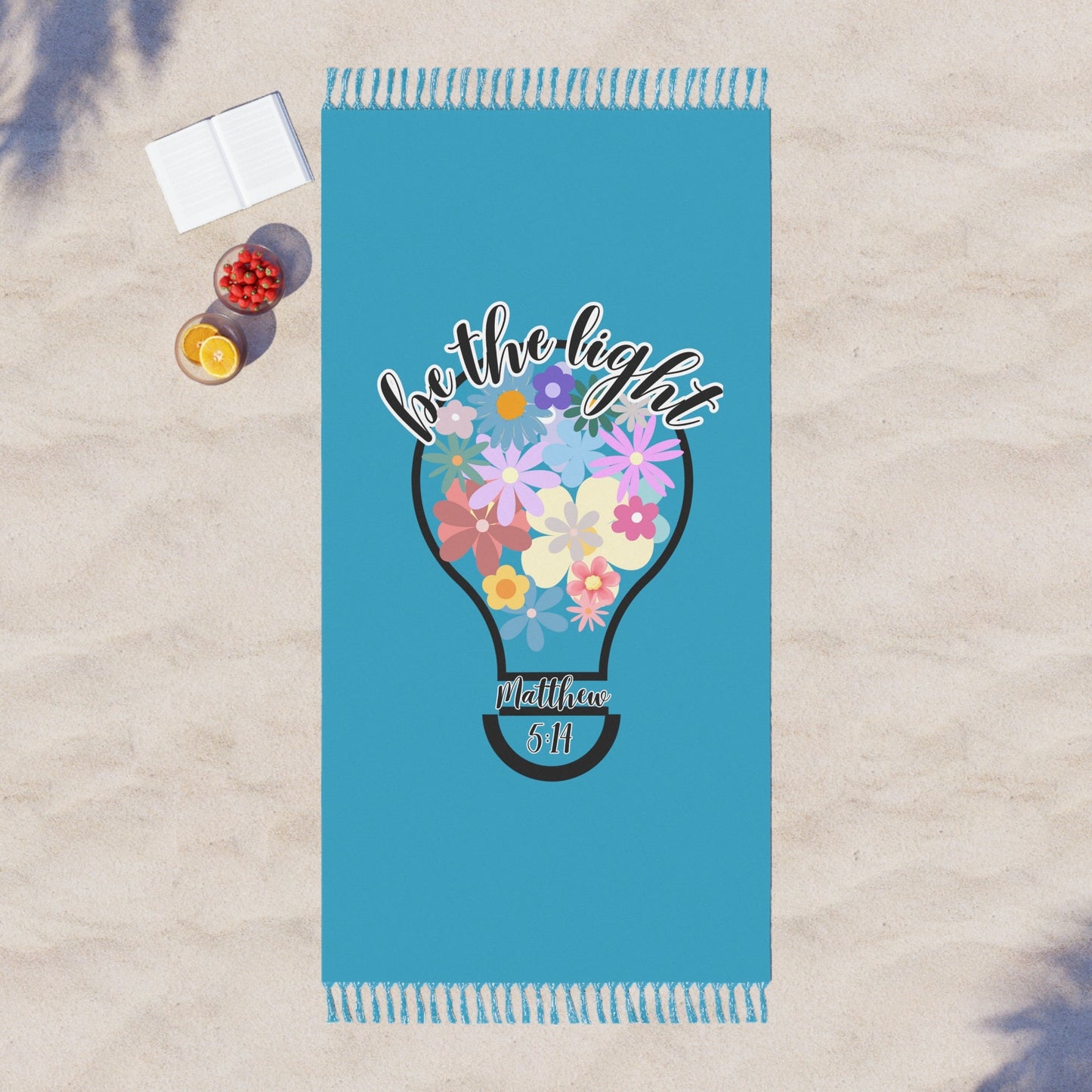 Christian Serenity - Boho Beach Cloth with Colorful Floral Design | Inspirational Bible Verse | Vibrant and Soft Beach Towel