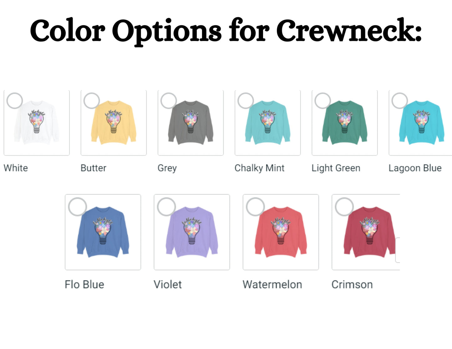 Colorful Christian Floral Glow Crewneck Sweatshirt - Be the Light - Women's Comfort Color Inspirational Bible Verse