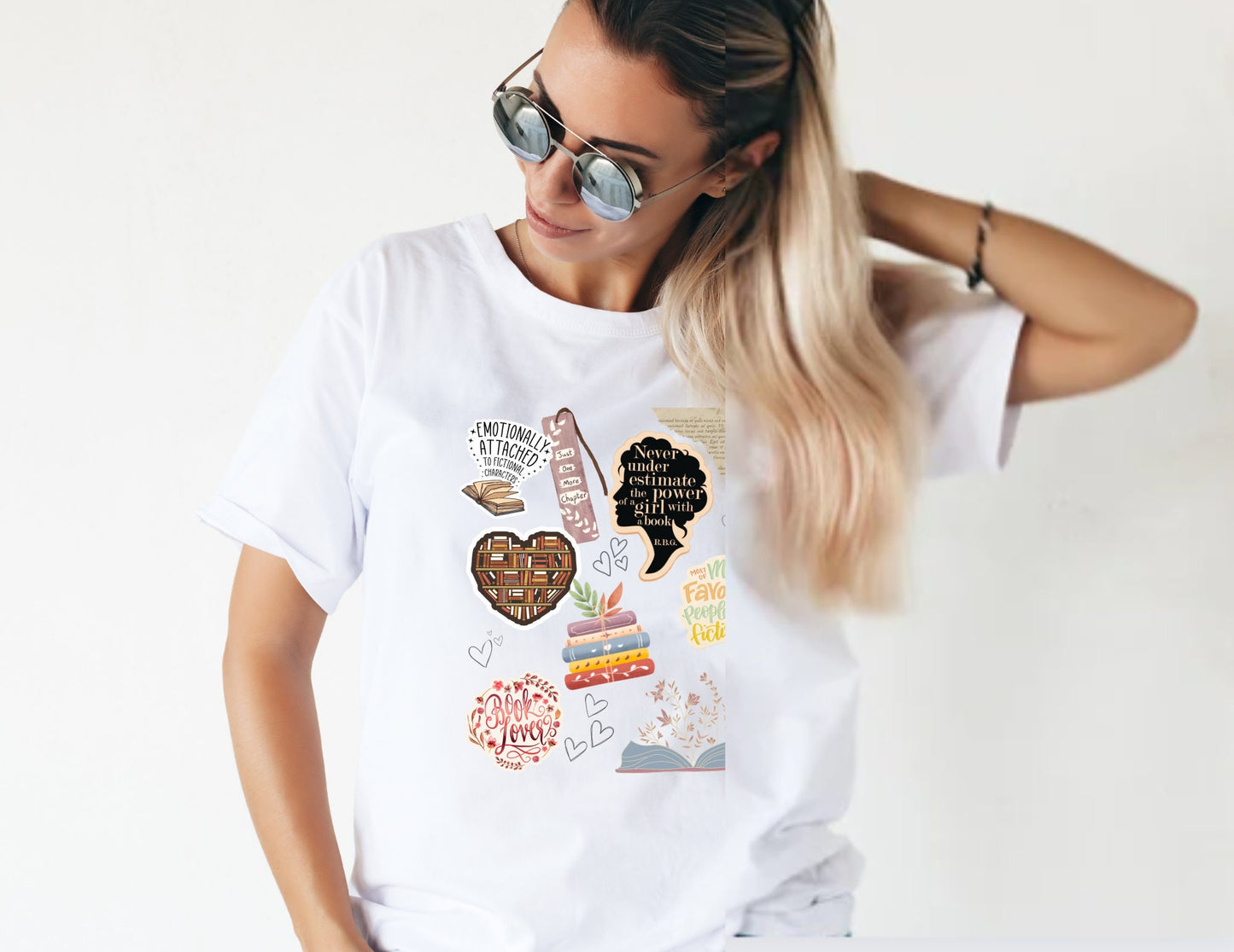 Book Lovers TShirt for Women; Smart Women Read; Readaholic; Fictional Novels; Characters; Floral