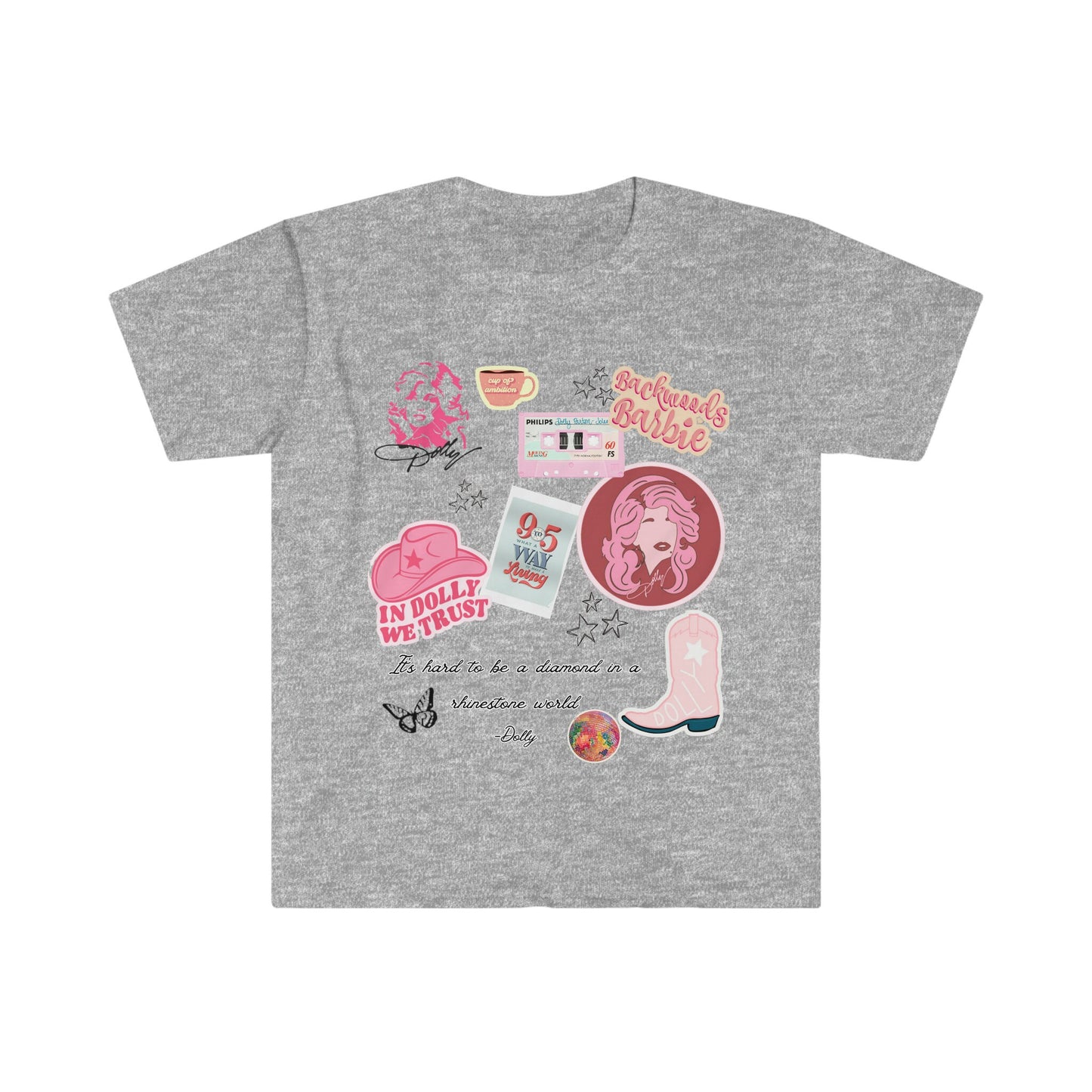 Sparkling Rhinestones; Women's Dolly Parton Inspired T-Shirt, Nine to Five, Cup of Ambition, Backwoods Barbie; Stylish Dolly Shirt for Women