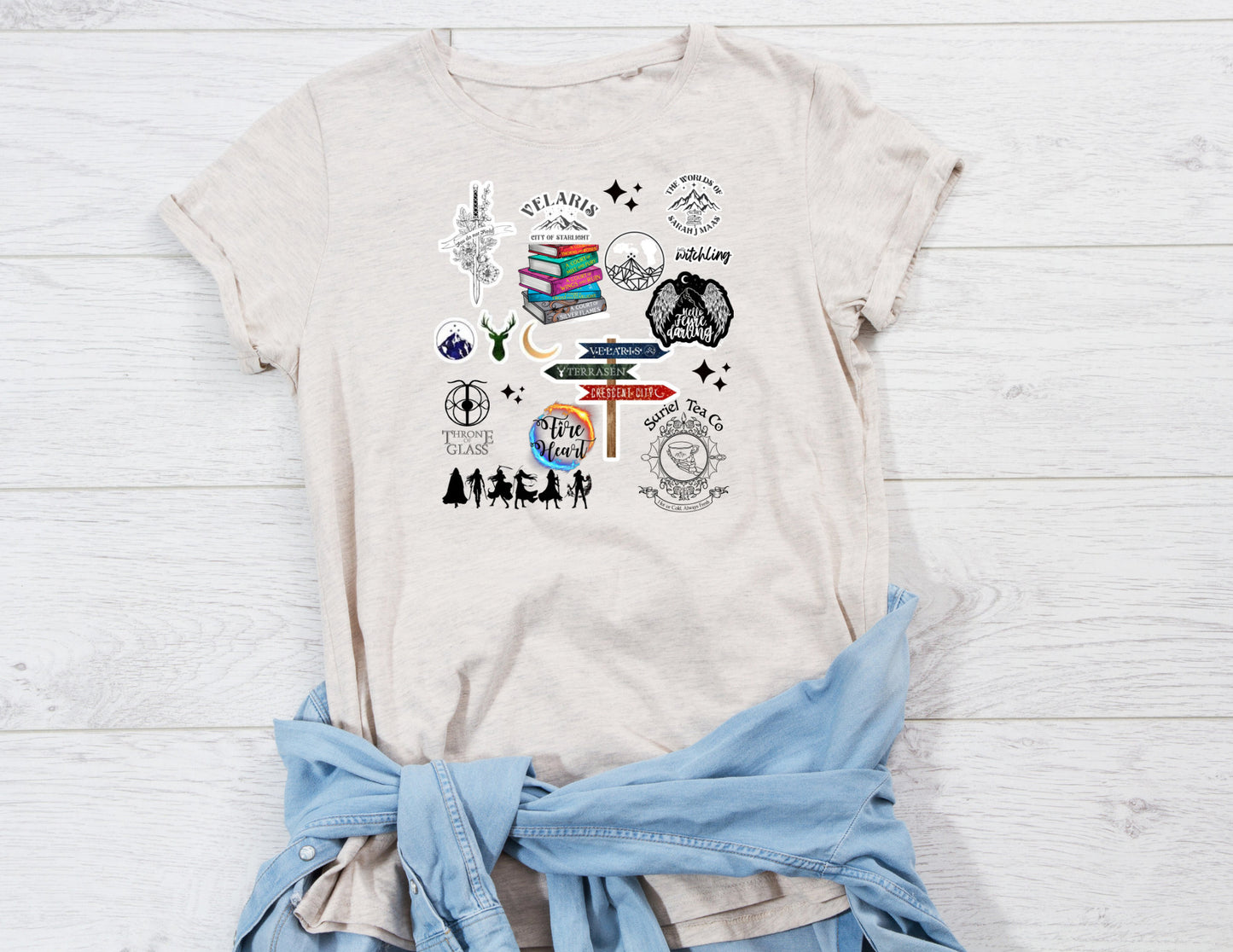 Enchanting Tales - Sarah J. Maas Inspired Women's Book T-Shirt; Trendy T-Shirt for book lovers; A Court of Thorns and Roses, Throne of Glass
