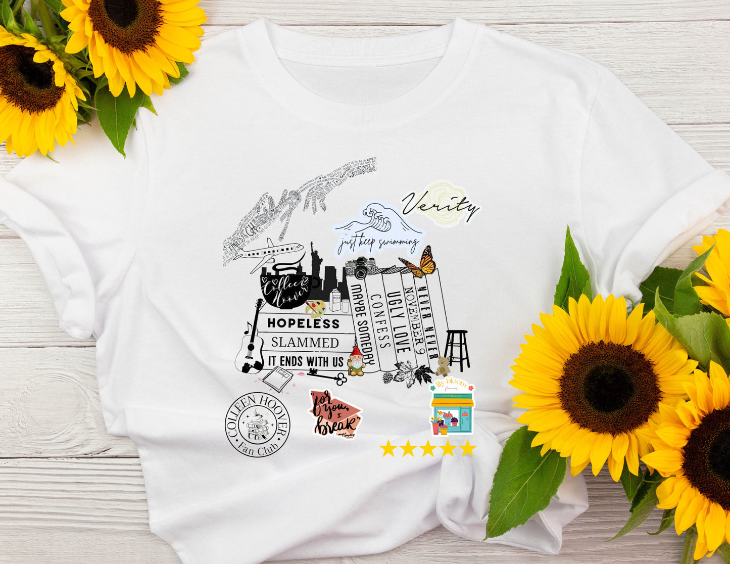 Bookish Vibes - Women's Colleen Hoover Inspired Bookworm T-Shirt | It Ends with Us, Maybe Someday; Trendy Colleen Hoover Fashion