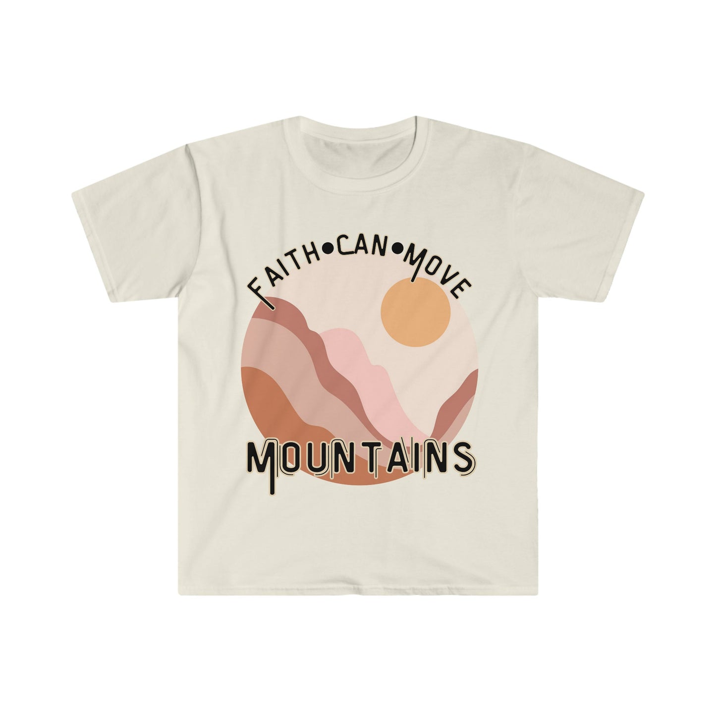 Faith Can Move Mountains - Christian T-Shirt for Women - Inspirational Bible Verse Tee - Faithfully Divine Collection