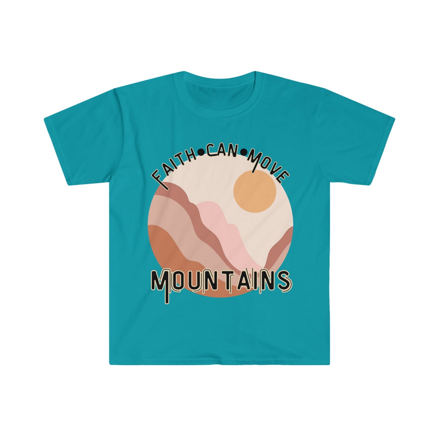 Faith Can Move Mountains - Christian T-Shirt for Women - Inspirational Bible Verse Tee - Faithfully Divine Collection