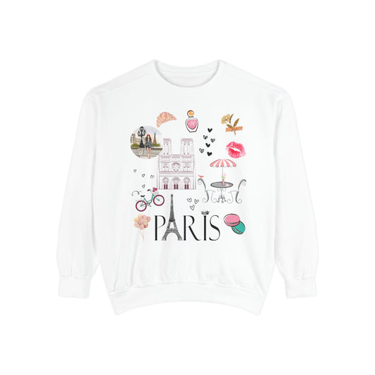 Paris Theme Women's Crewneck Comfort Color Sweatshirt - Women's Paris Sweatshirt - Emily in Paris Crewneck - Eiffel Tower Long Sleeve