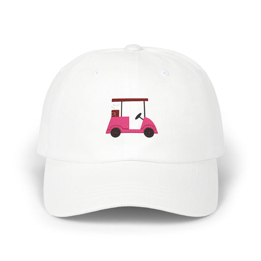 Embroidered Classic Dad Cap, Pink and Maroon Golf Cart Hat, Baseball Cap, Men Women Adjustable Cap, Golf Lover Gift, Cute Vintage Hat
