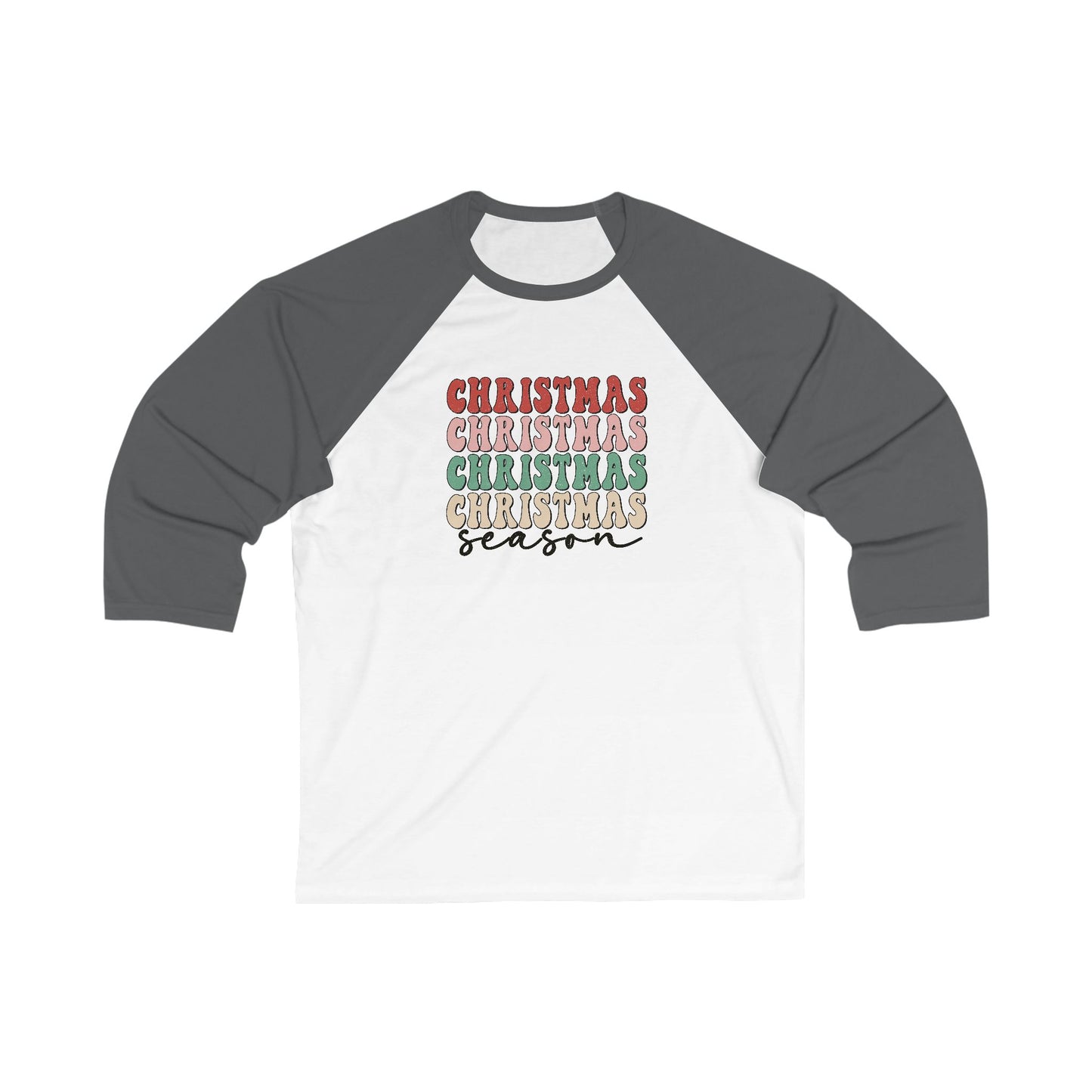 Christmas Season 3\4 Sleeve Tee - Retro Raglan Shirt for Women - Vintage Holiday Apparel