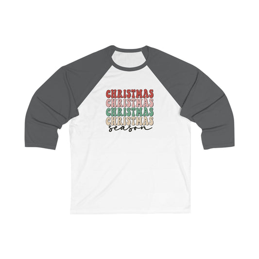 Christmas Season 3\4 Sleeve Tee - Retro Raglan Shirt for Women - Vintage Holiday Apparel