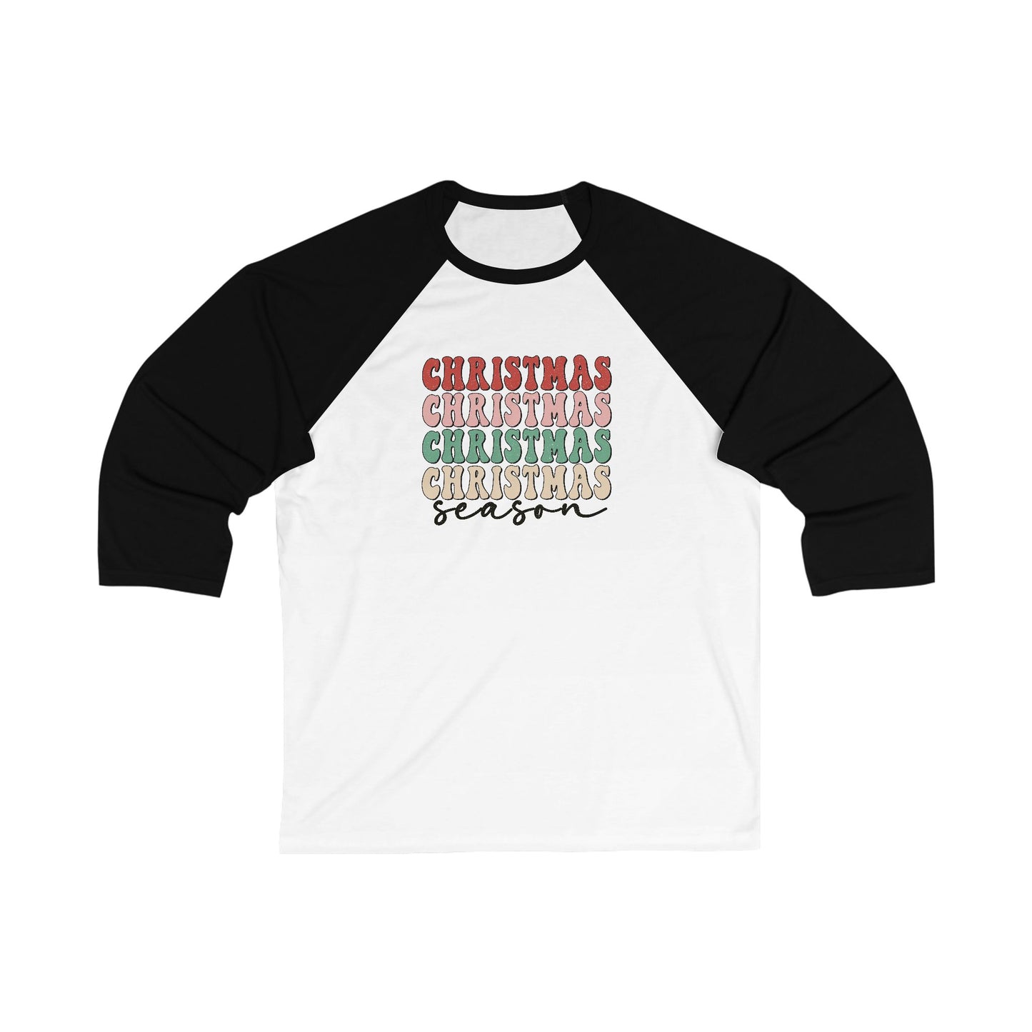 Christmas Season 3\4 Sleeve Tee - Retro Raglan Shirt for Women - Vintage Holiday Apparel