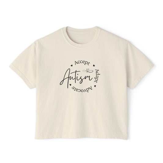 Women's Comfort Color Boxy Tee- Autism Acceptance - Accept Adapt Advocate -Spread Awareness with Style