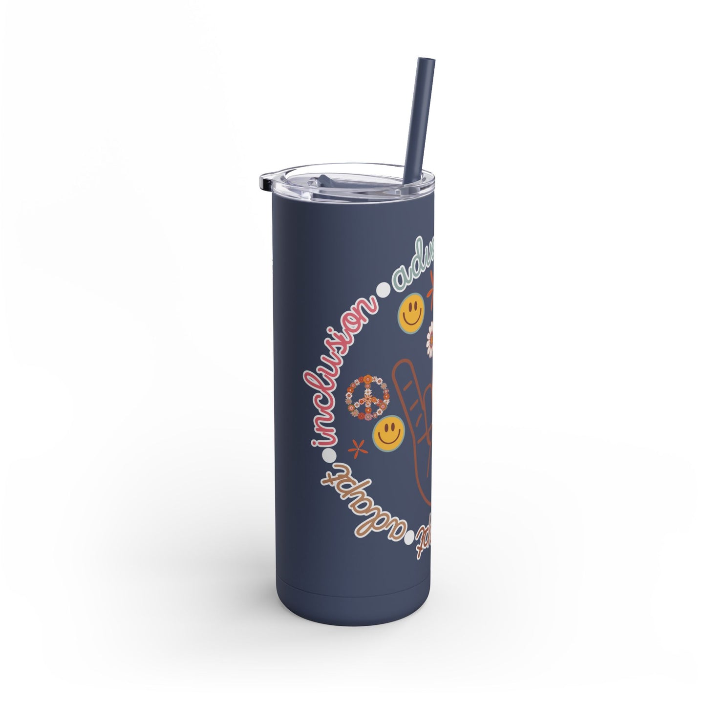Autism Acceptance Advocate Skinny Matte Tumbler, 20oz- Special Education Teacher Tumbler with Straw