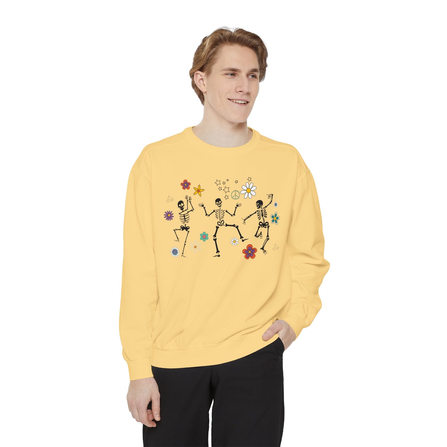 Skeleton Halloween Crewneck - Retro Fall Shirt - Women's Sweatshirt - Dancing Skeletons