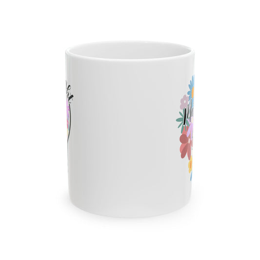 Colorful Floral Delight Ceramic Mug - Christian Gift for Her with Colorful Floral Design and Bible Verse