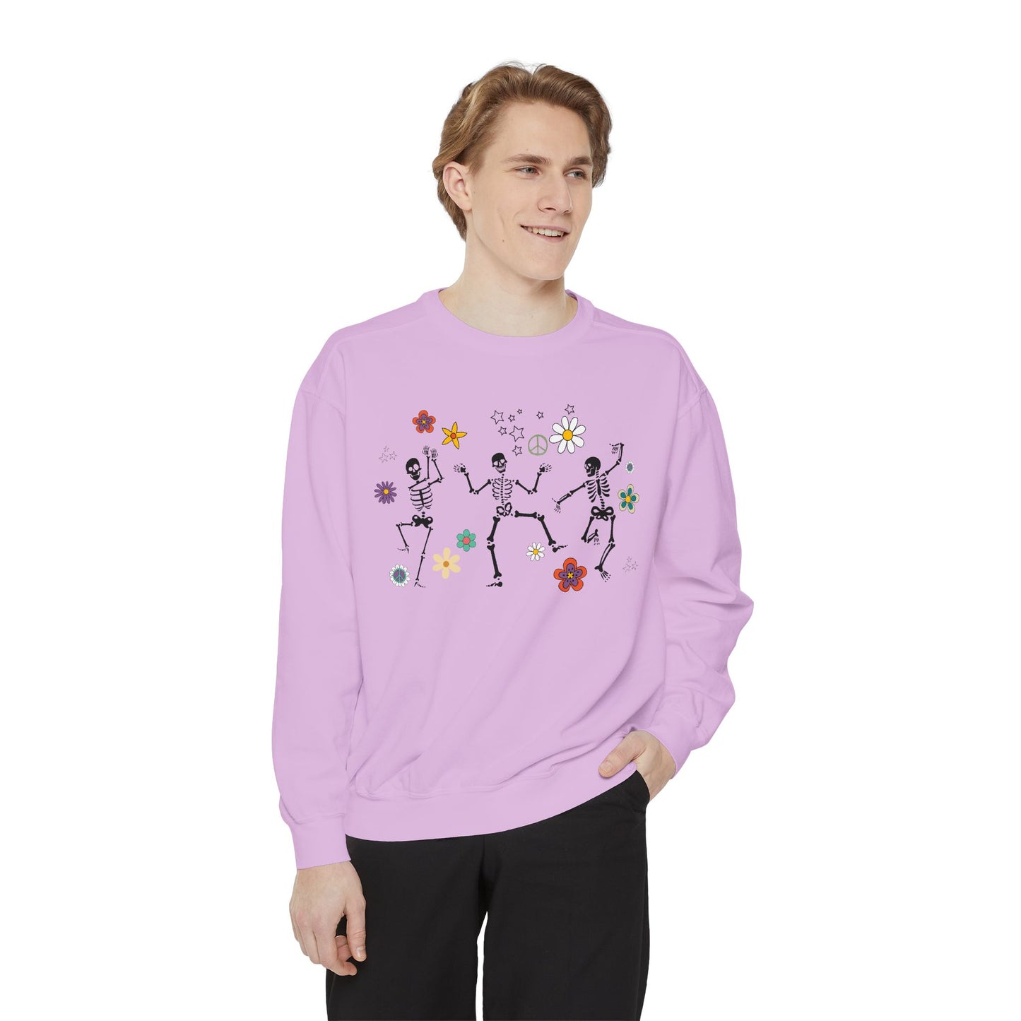 Skeleton Halloween Crewneck - Retro Fall Shirt - Women's Sweatshirt - Dancing Skeletons