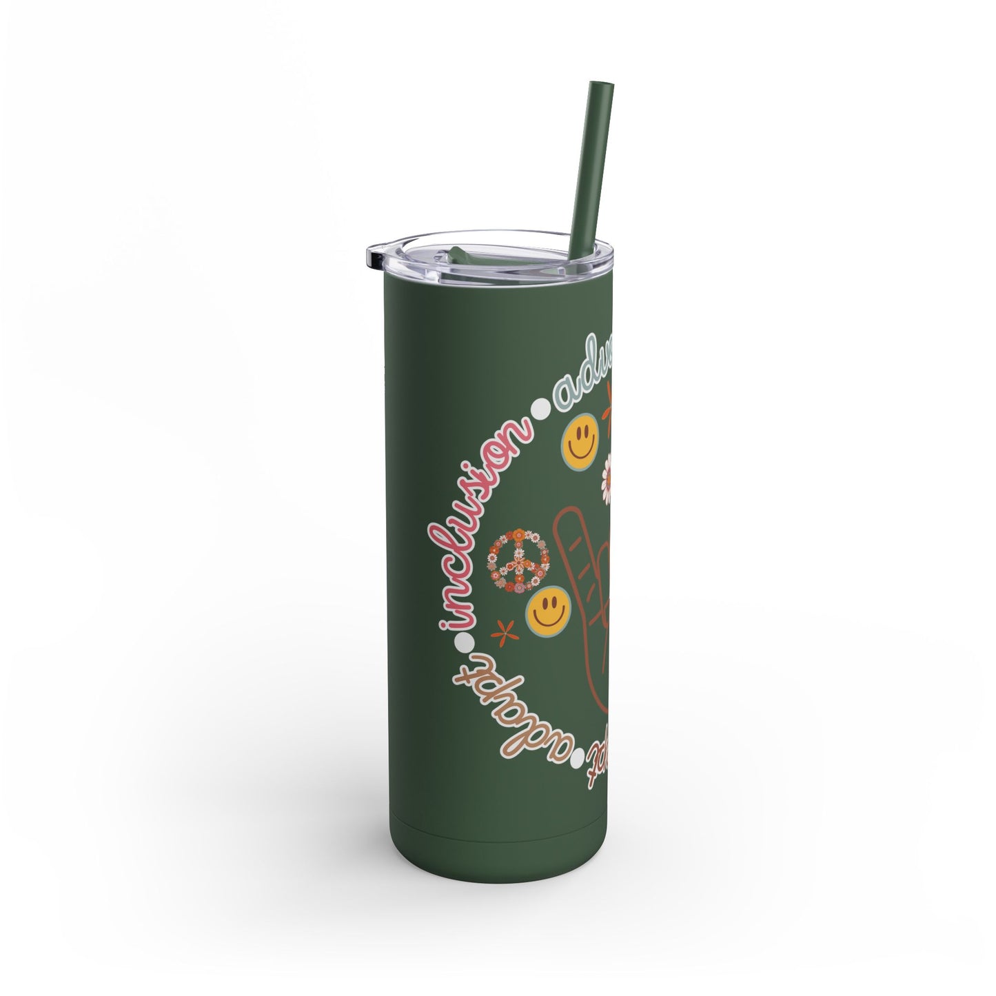 Autism Acceptance Advocate Skinny Matte Tumbler, 20oz- Special Education Teacher Tumbler with Straw