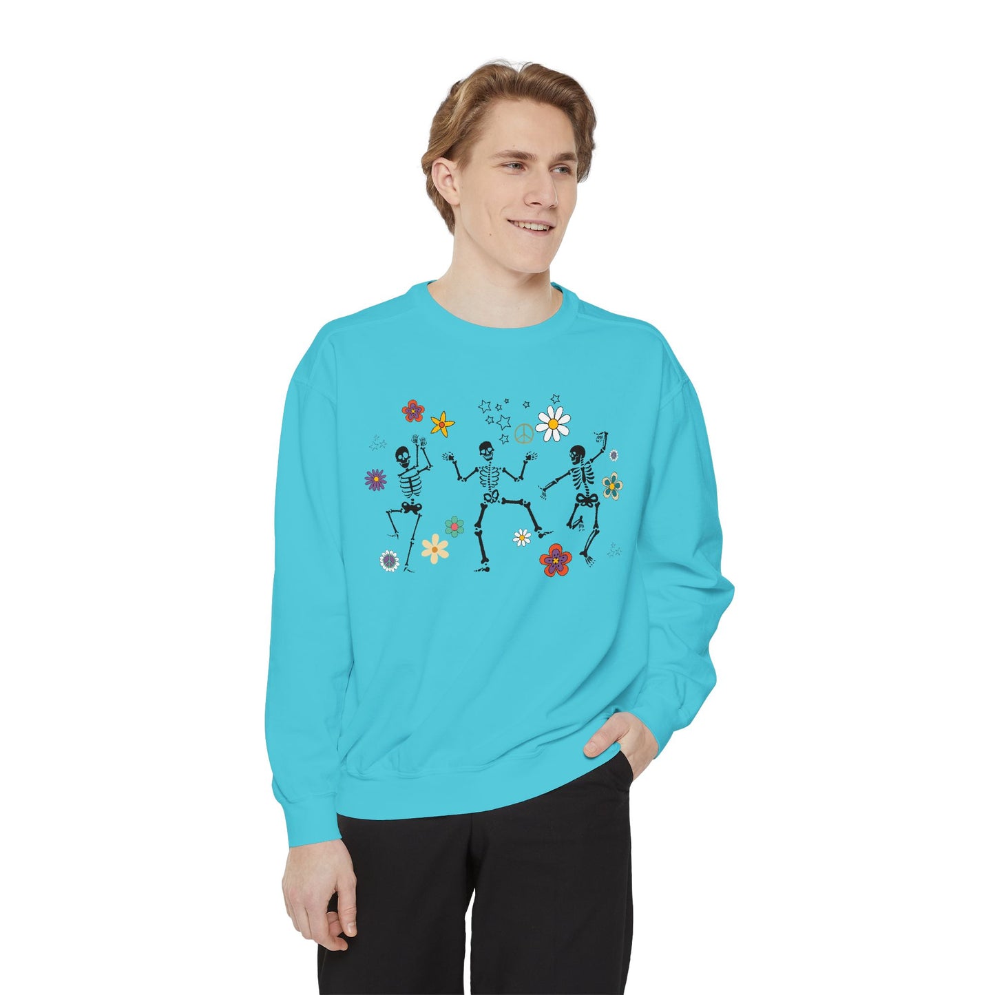 Skeleton Halloween Crewneck - Retro Fall Shirt - Women's Sweatshirt - Dancing Skeletons