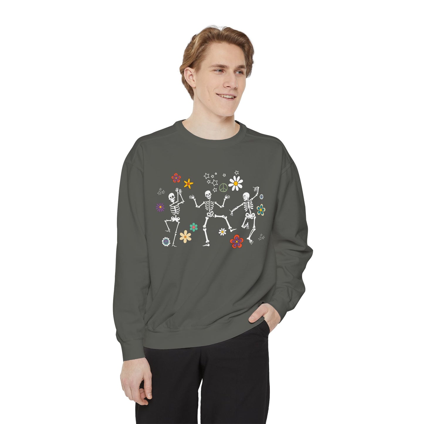 Skeleton Halloween Crewneck - Retro Fall Shirt - Women's Sweatshirt - Dancing Skeletons