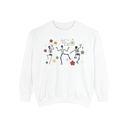 Skeleton Halloween Crewneck - Retro Fall Shirt - Women's Sweatshirt - Dancing Skeletons