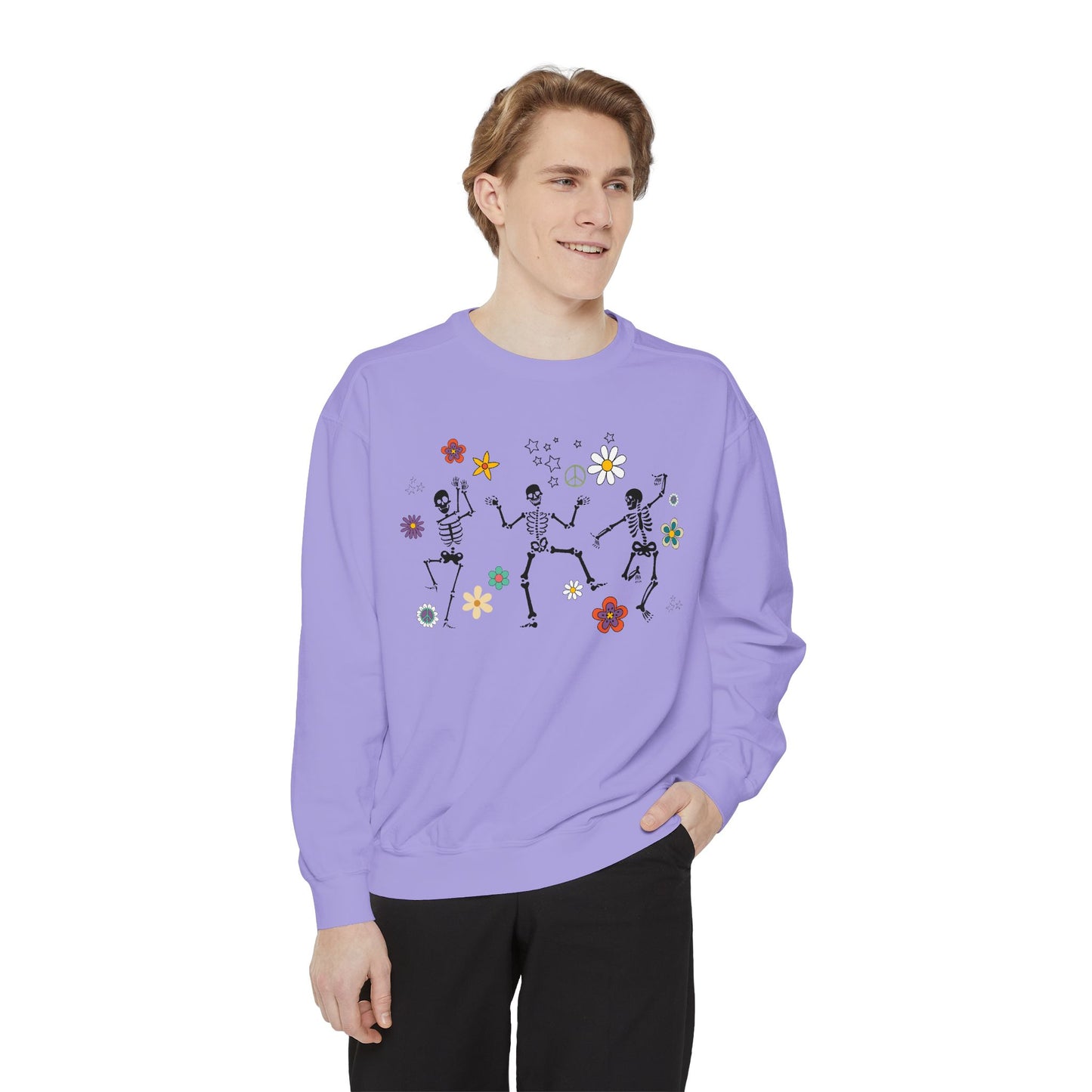 Skeleton Halloween Crewneck - Retro Fall Shirt - Women's Sweatshirt - Dancing Skeletons