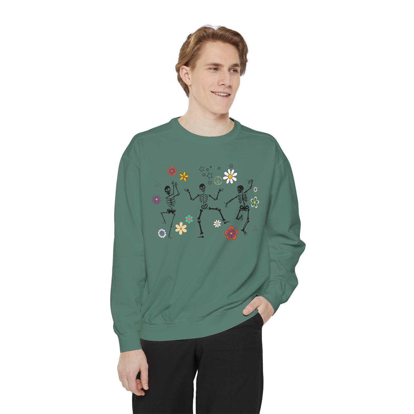 Skeleton Halloween Crewneck - Retro Fall Shirt - Women's Sweatshirt - Dancing Skeletons