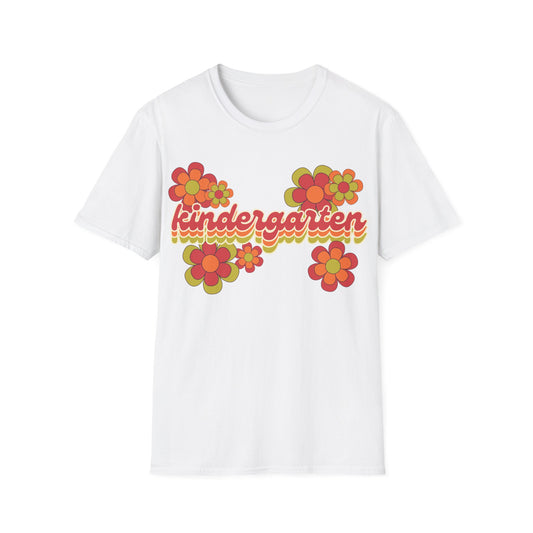 Kindergarten Teacher Tee - Colorful Retro Floral Grade Level T-Shirt - Teacher appreciation - Back to School Shirt