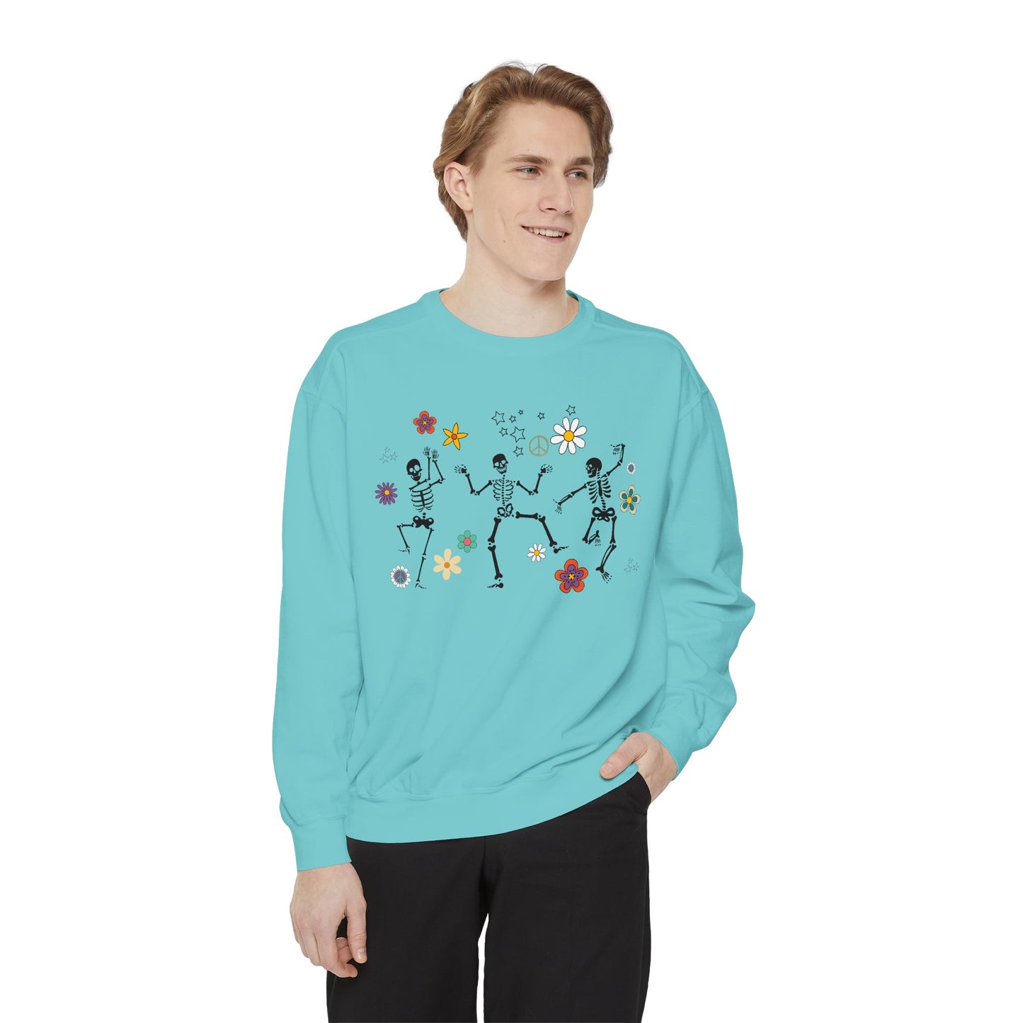 Skeleton Halloween Crewneck - Retro Fall Shirt - Women's Sweatshirt - Dancing Skeletons