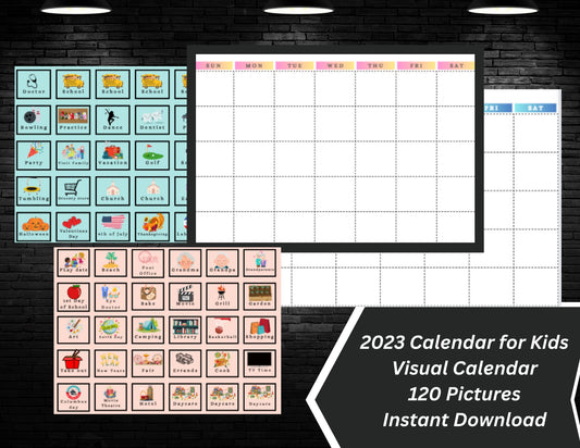 2023 Calendar, Calendar template, Instant Download, 2023 Planner, Autism, Calendar, Visual Calendar, Kids Calendar, Editable Calendar