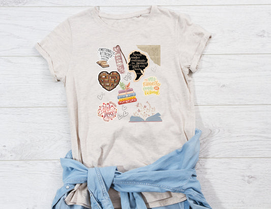 Book Lovers TShirt for Women; Smart Women Read; Readaholic; Fictional Novels; Characters; Floral