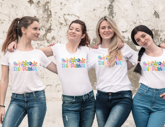 Teacher Tee - Colorful Florals for Women - Vintage Inspired - Retro Theme Tee - Flower Pattern - Women's retro shirt - Teacher Apparel
