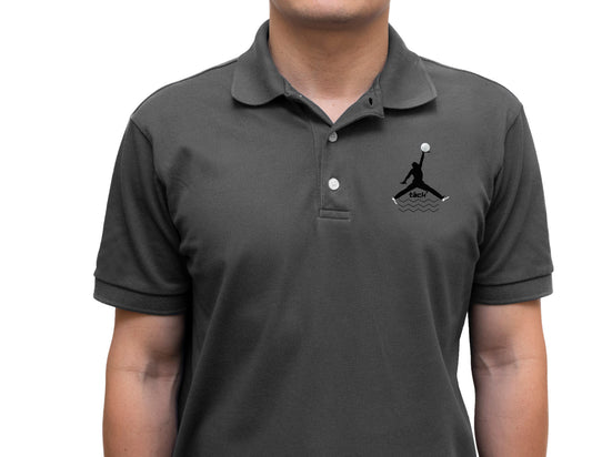 Men's Sport Polo Shirt; Golf Sports Men's Polo Shirt with Jordan Sign and Golf Ball Motif- Jordan Inspired Golf Apparel